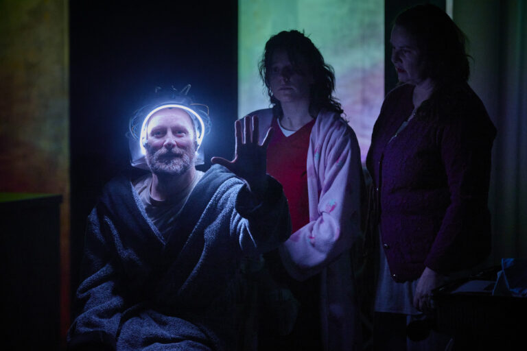 Ronan Leahy, Megan McDonnell, Una Kavanagh in The Delirium Archive, Rough Magic. Photo Ros Kavanagh